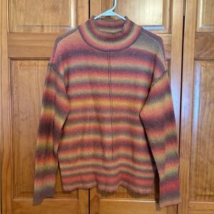 beachlunchlounge Warm Toned Striped Turtleneck Sweater
